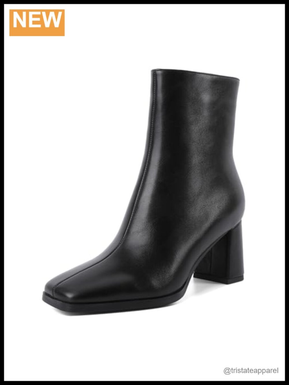 Women Ankle Boots Chunky Heel Square Toe Gogo Side Zipper 3 Inches